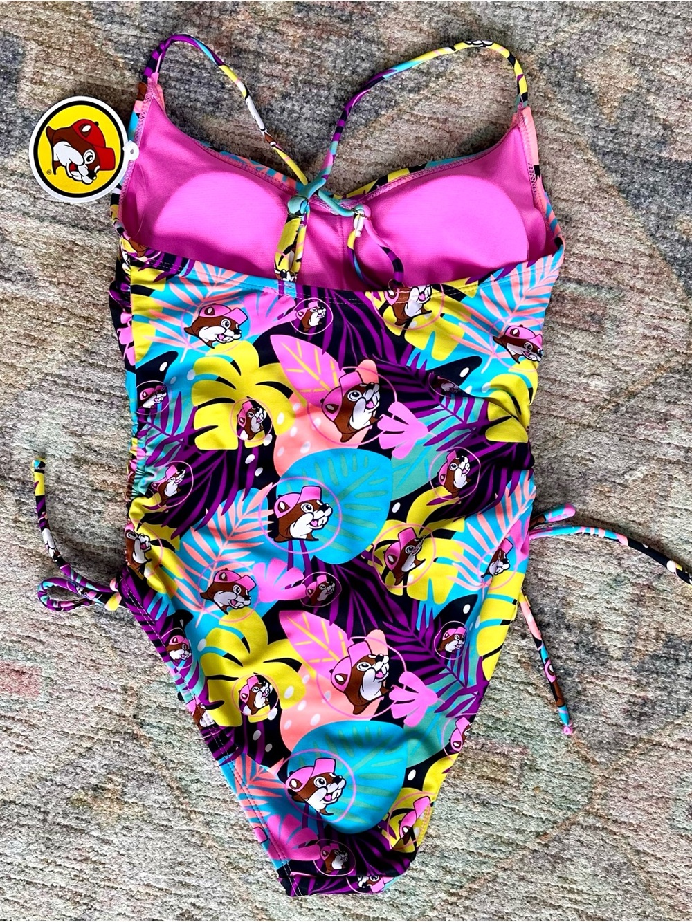 Women’s One-Piece Buc-ee’s Swim Suit - Bright Multi Floral Print - Picture 3 of 6